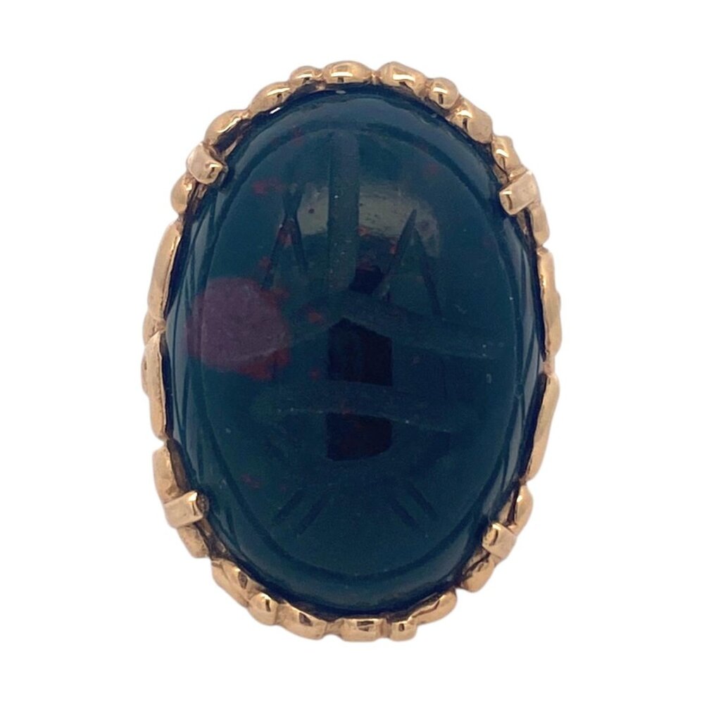 SOLD 14K Gold Scarab Bloodstone Cabochon Ring
